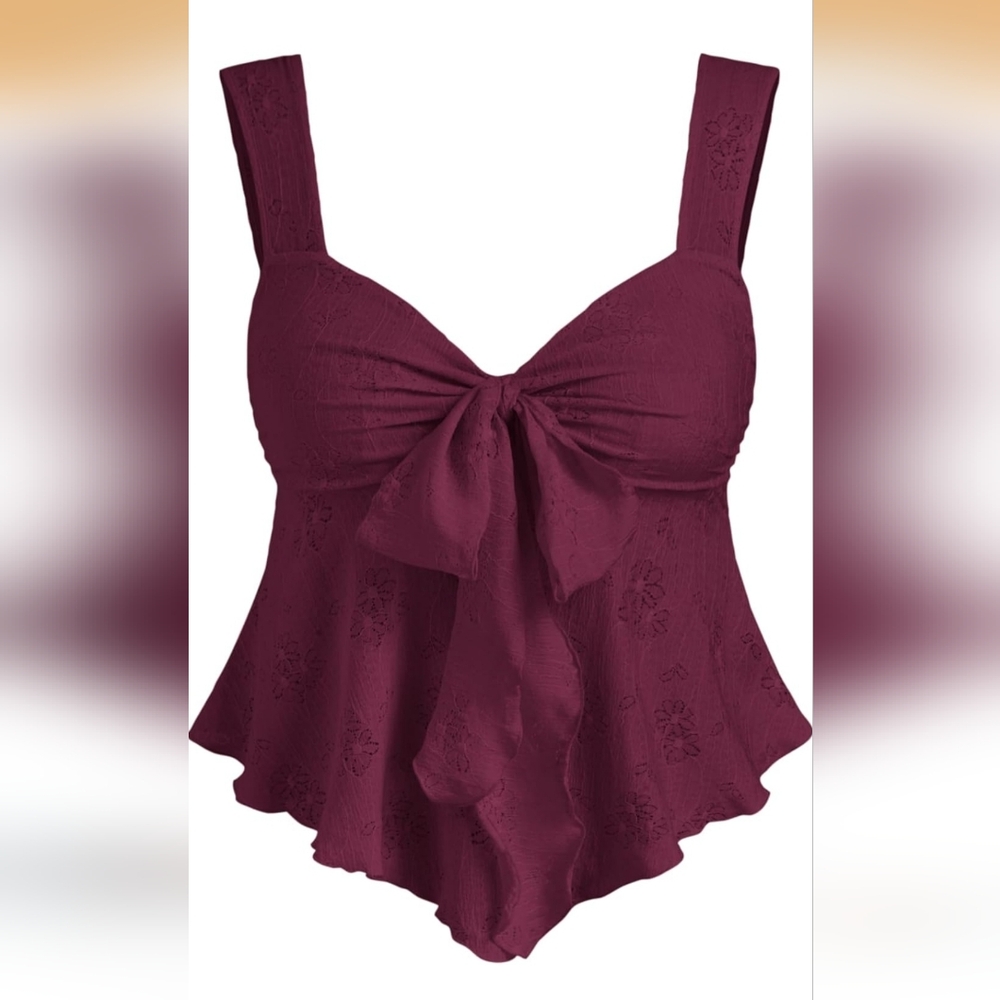 Cider Burgundy Tie-Front Tank Top